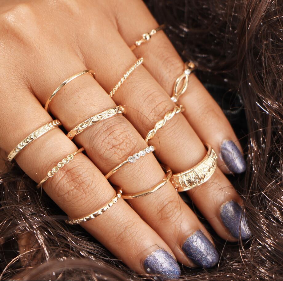 Ring Simple Retro Six-Star Crescent Ring Fashion Love Butterfly Joint Ring