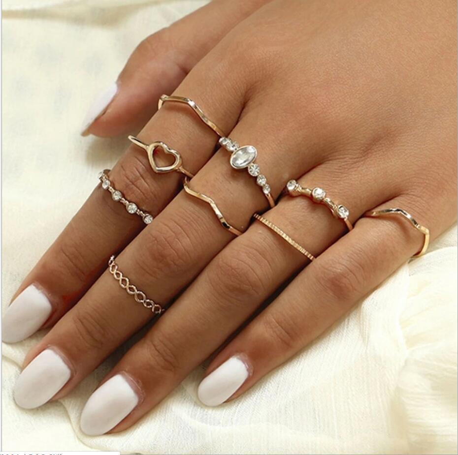 Ring Simple Retro Six-Star Crescent Ring Fashion Love Butterfly Joint Ring