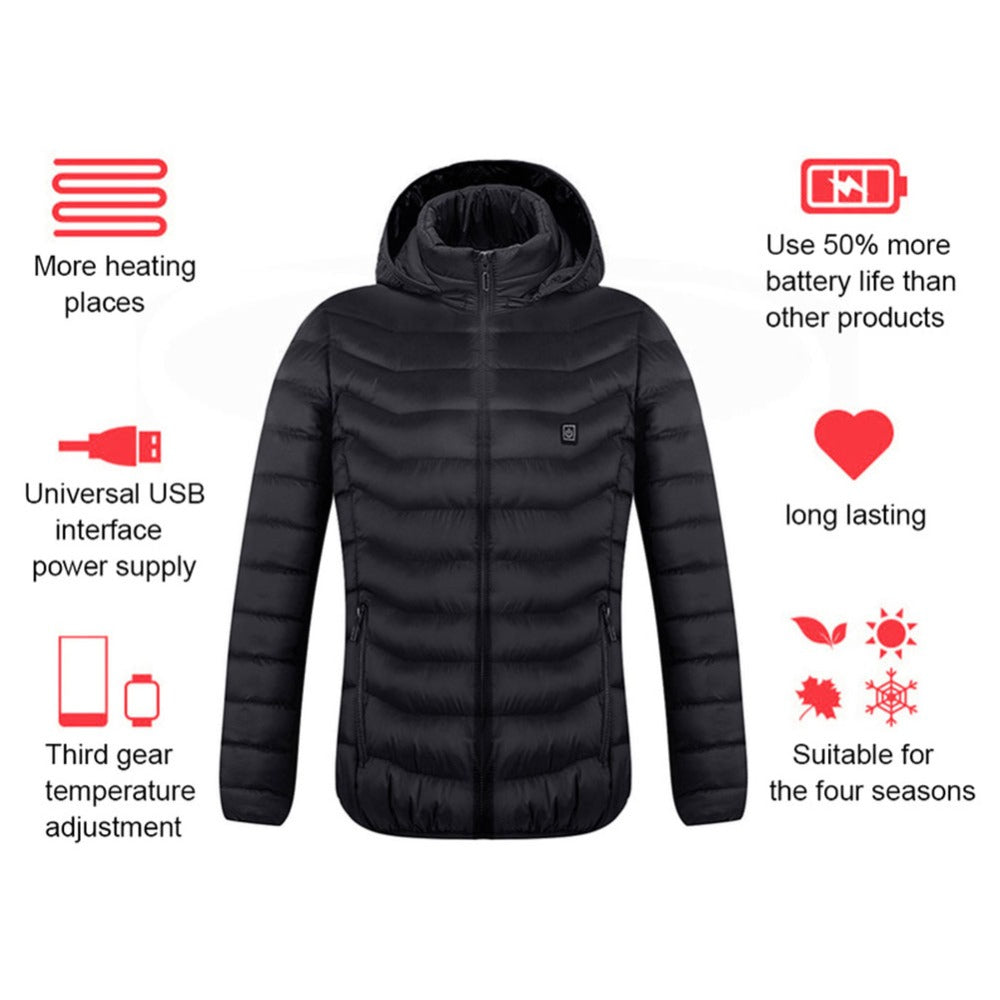 New Heated Jacket Coat USB Electric Jacket Cotton Coat Heater Thermal Clothing Heating Vest Men&#39;s Clothes Winter